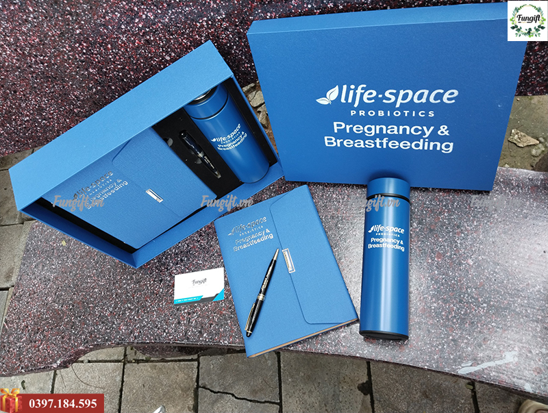 Bộ giftset sổ bình bút in logo