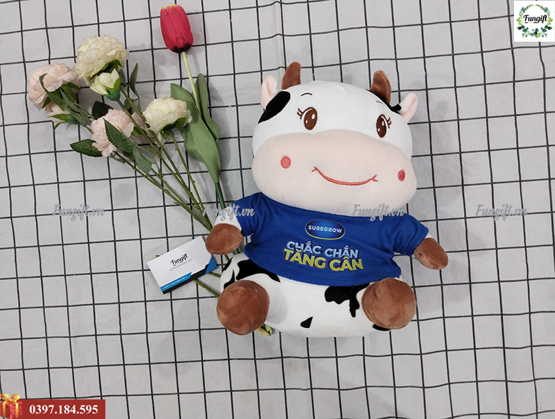 Gấu bông hình bò sữa in theo yêu cầu