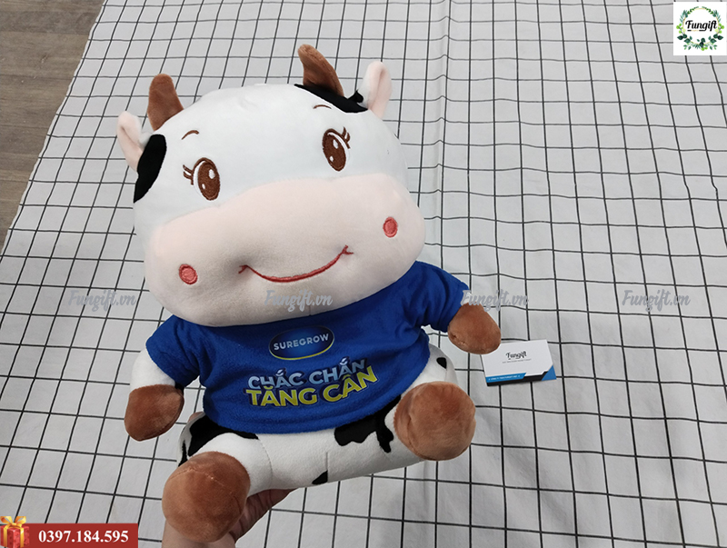 Gấu bông quà tặng in logo mẫu bò sữa