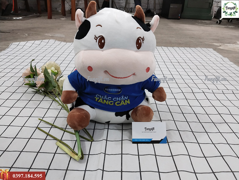 In logo lên gấu bông bò sữa