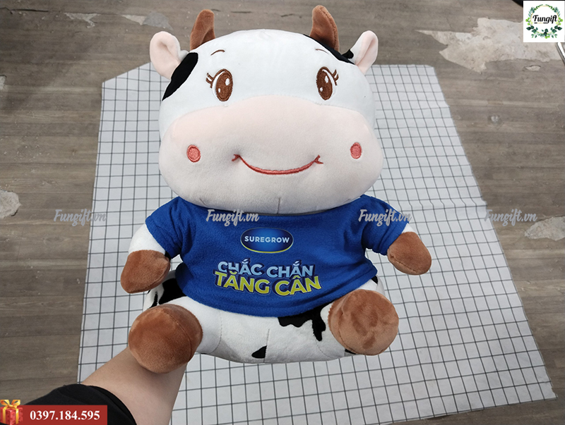 Thú bông bò sữa in logo giá rẻ