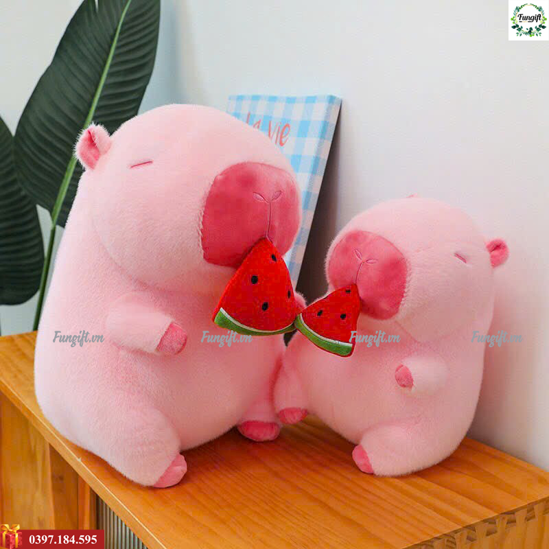 Capybara hồng dưa hấu in tên