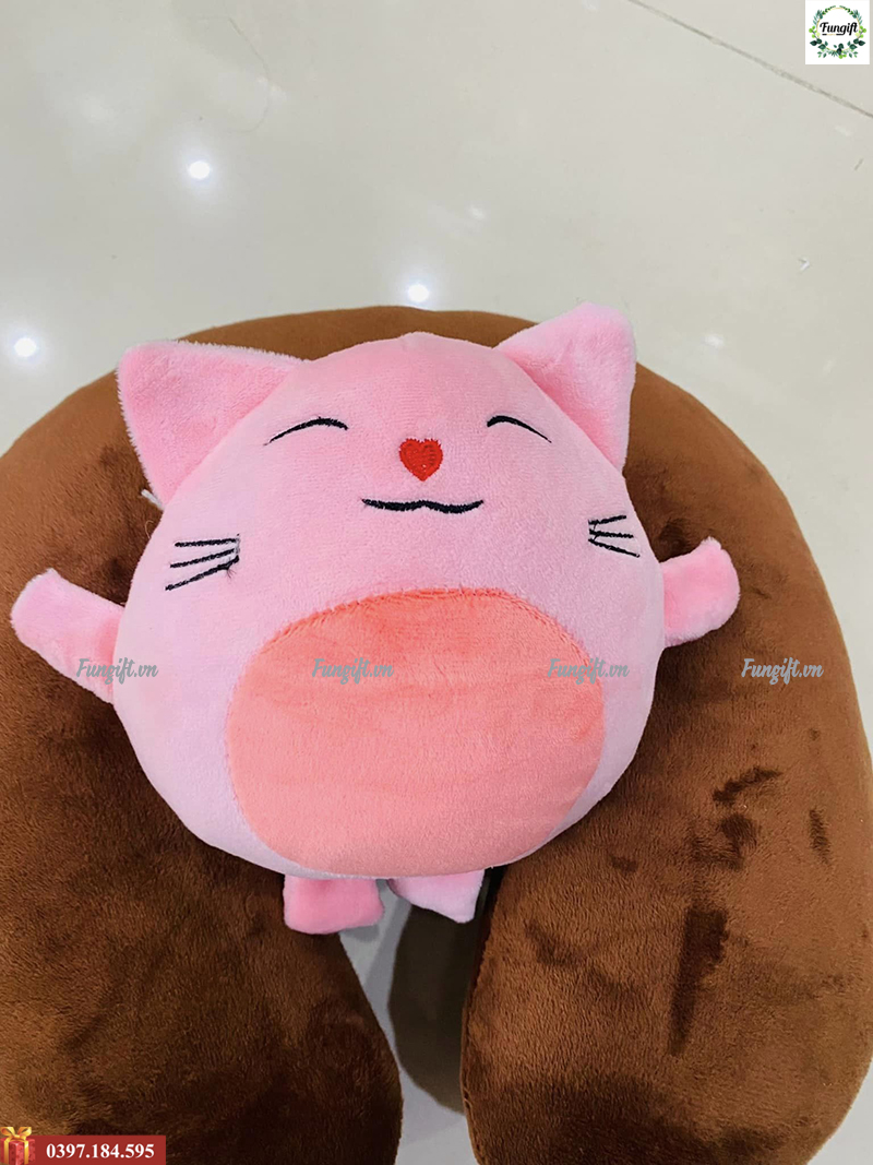 Mèo thần tài hồng may thêu giá rẻ