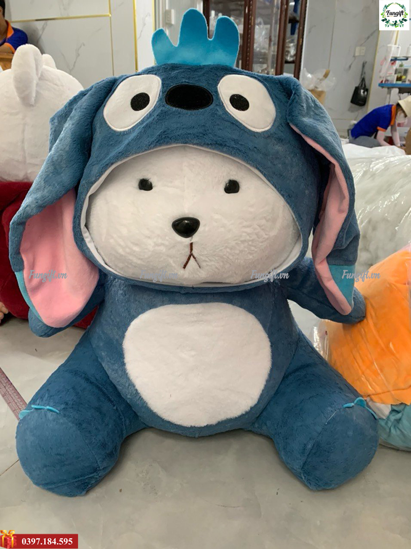 Stitch gấu trắng in thêu chữ