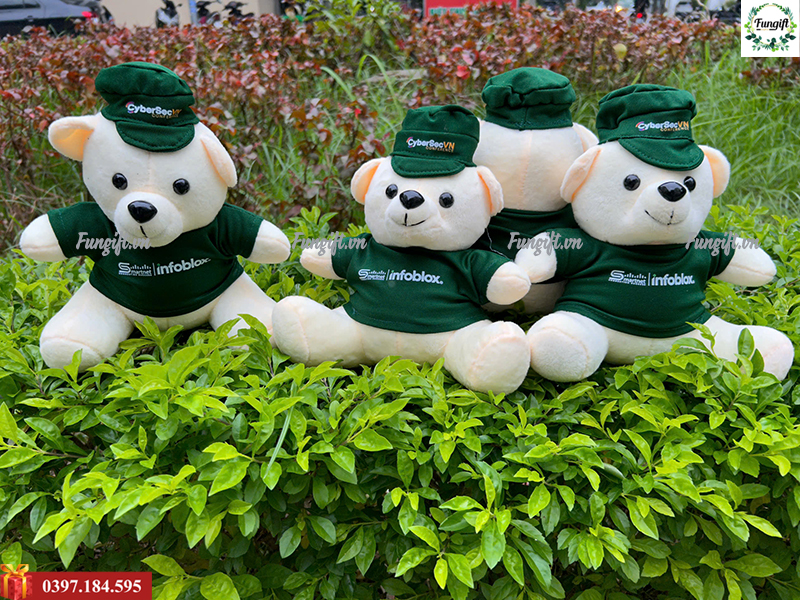 Mẫu gấu bông in logo lên mũ