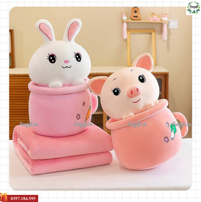 Bộ chăn gối thú nhồi bông