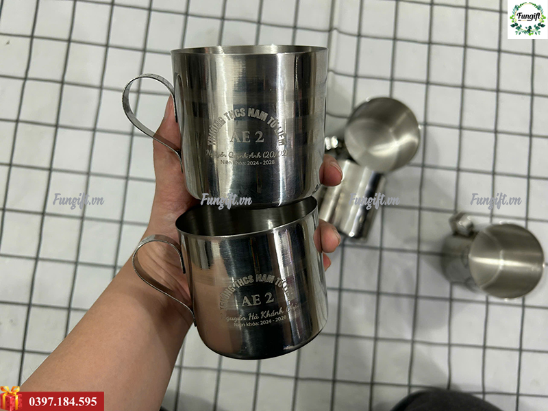 Cốc Uống Nước Bằng Inox Khắc Tên Quà Tặng THCS Nam Từ Liêm