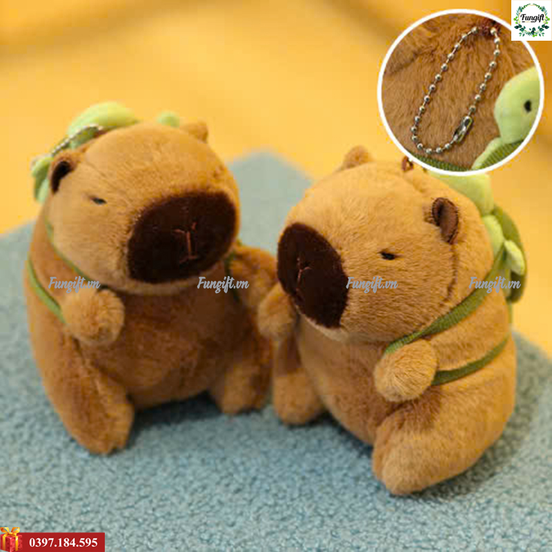 Gấu bông capybara đeo balo rùa