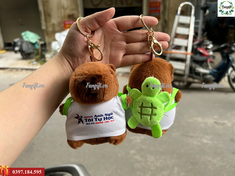 In logo lên gấu capybara móc khóa