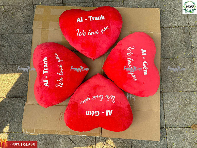 Gấu bông trái tim in tên
