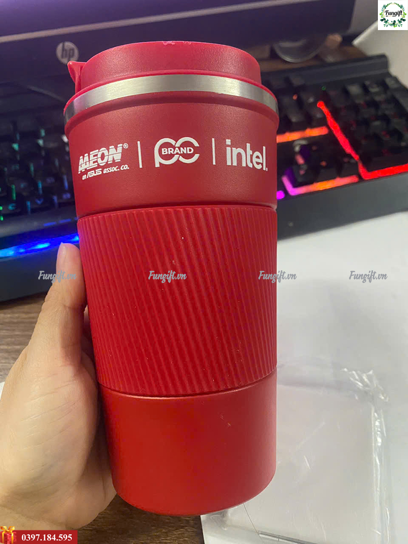 Ly giữ nhiệt silicon in logo