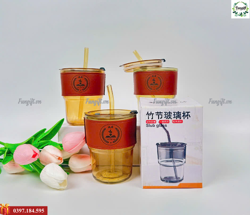 Cốc thuỷ tinh bọc da 450ml