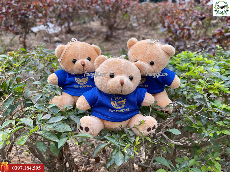 Gấu bông teddy móc khoá in logo làm quà tặng