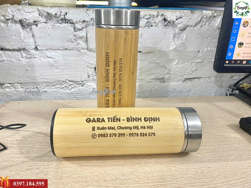 Quà tặng bình giữ nhiệt vỏ tre giá rẻ