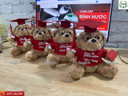 Gấu bông tốt nghiệp in logo Hà Nội
