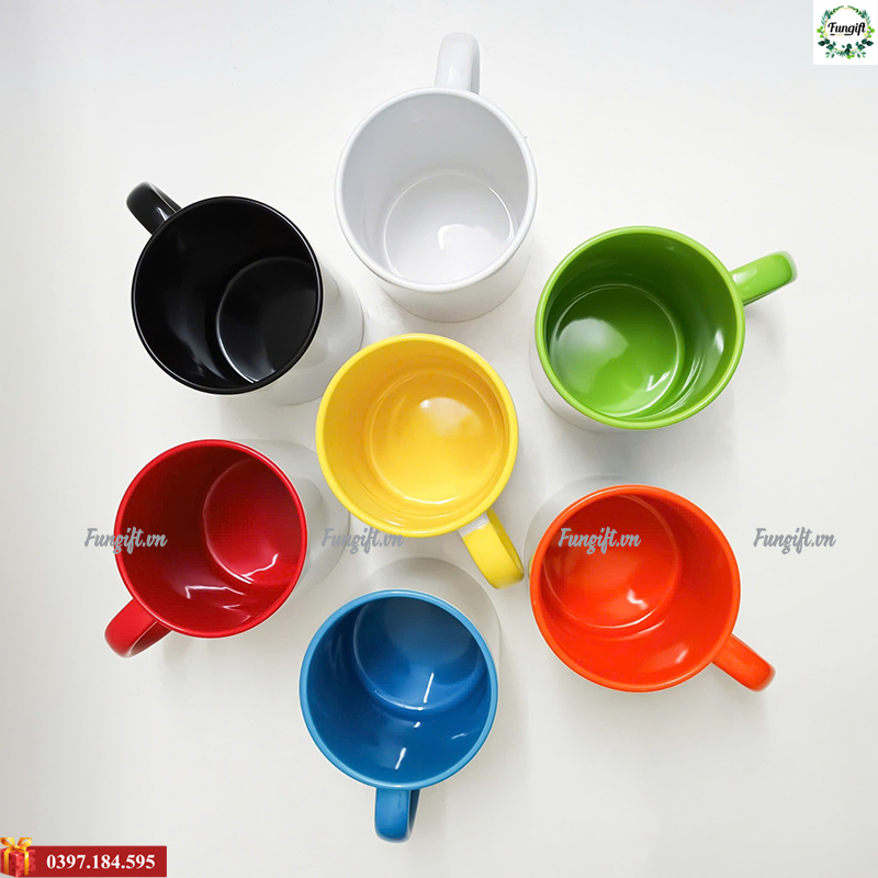 Cốc sứ quai C in logo số lượng lớn