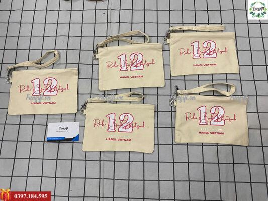 Túi bút vải in logo tại xưởng