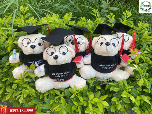 In tên riêng lên gấu bông tốt nghiệp