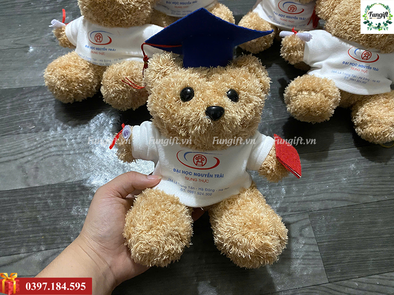 Gấu bông tốt nghiệp in logo