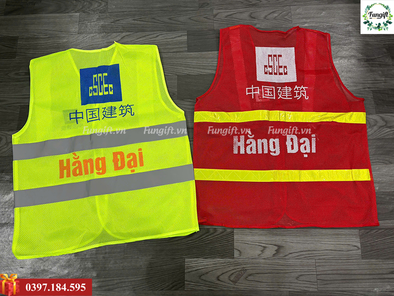 Áo gile lưới phản quang in may theo yêu cầu