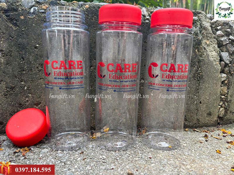 Bình nước nhựa my bottle 500ml nắp đỏ in logo theo yêu cầu làm quà tặng