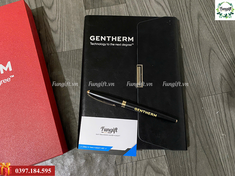 Bộ quà tặng giftset doanh nghiệp in logo sổ da, bút ký