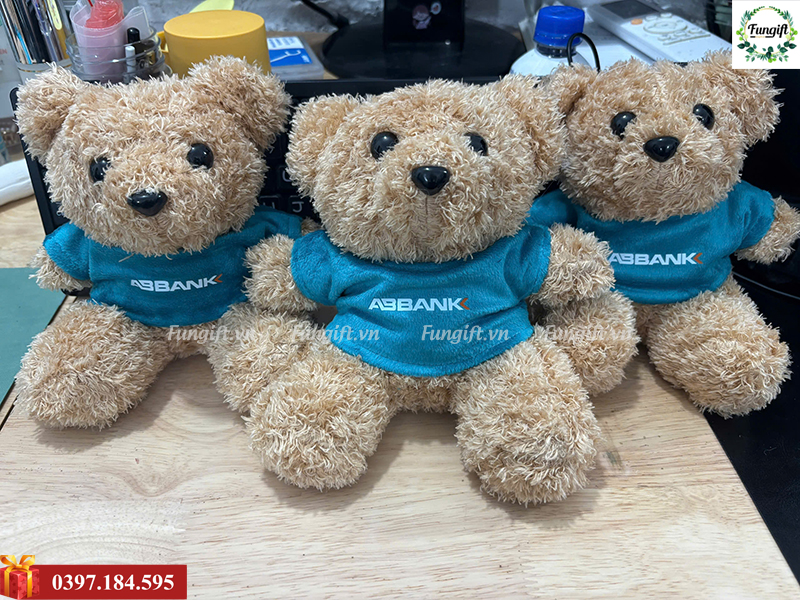 Gấu bông teddy in logo quà tặng ngân hàng ABBank