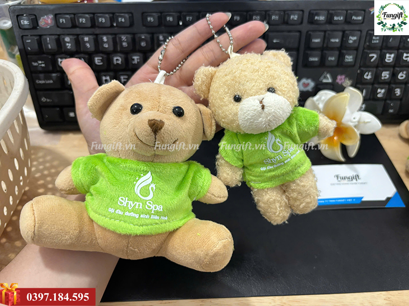 Móc khoá gấu bông in logo doanh nghiệp
