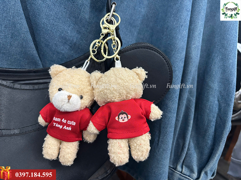Móc khoá gấu bông in logo