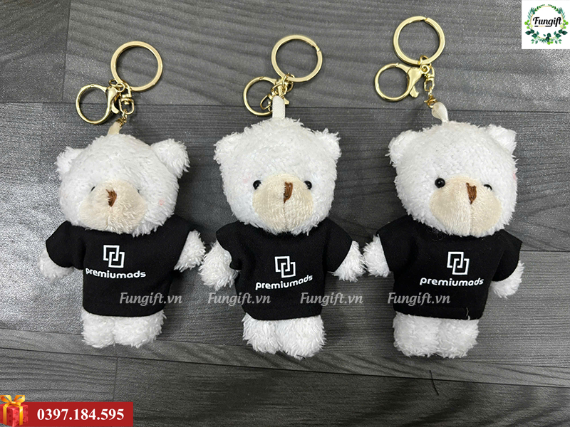 Móc khoá gấu bông teddy in logo