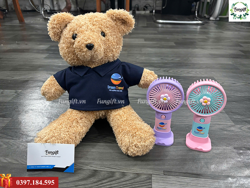 Quà tặng in logo gấu bông quạt mini
