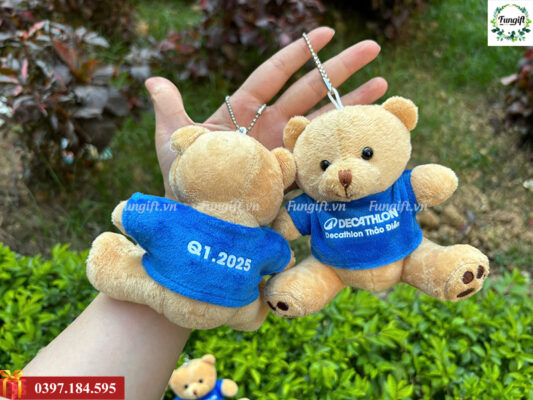 May gấu móc khóa in logo tại xưởng