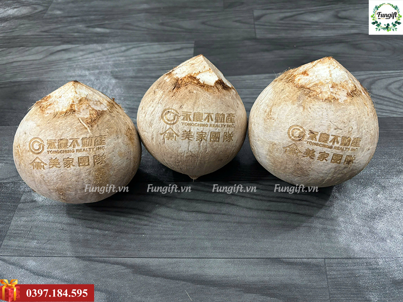 Dừa trọc khắc logo theo yêu cầu