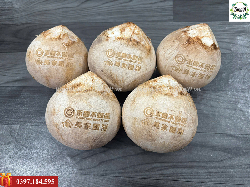 Khắc logo lên trái dừa