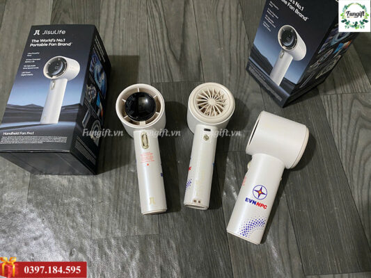 Quạt điện cầm tay in logo làm quà tặng khách hàng