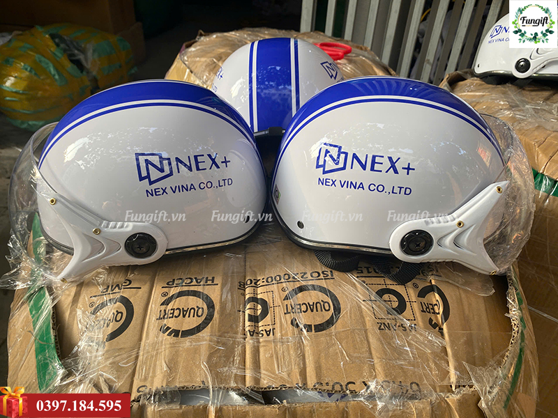 Nón bảo hiểm nửa đầu có kính in logo