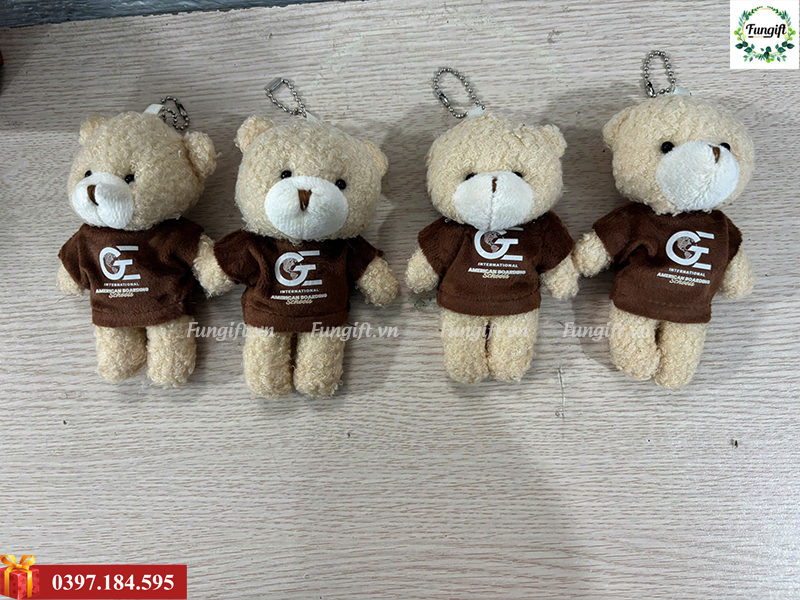 Quà tặng móc khoá gấu bông nhỏ 12cm in logo giá rẻ