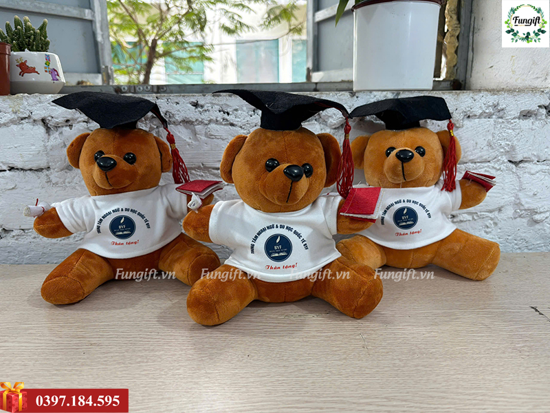 Gấu tốt nghiệp in logo giá rẻ