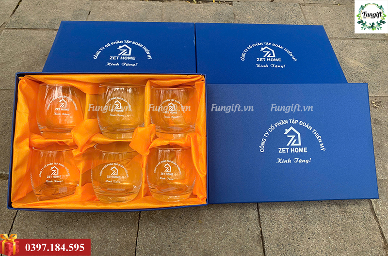 Bộ cốc thuỷ tinh in logo