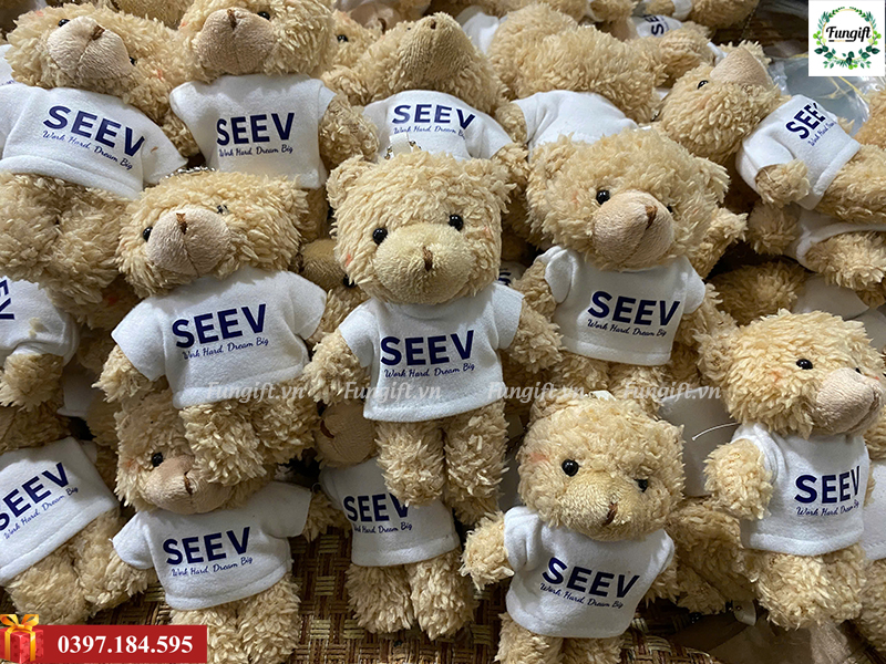 Móc khoá gấu bông in logo doanh nghiệp