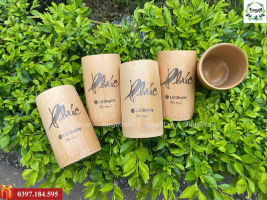 Quà tặng cốc tre in logo giá rẻ