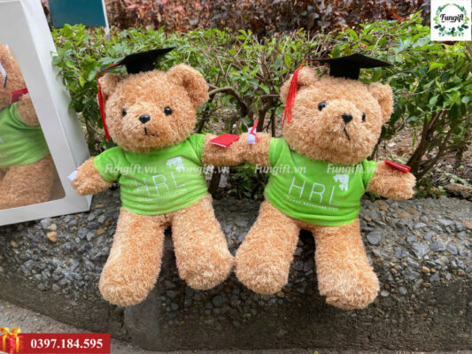 Quà tặng gấu bông kèm ô gấp in tên