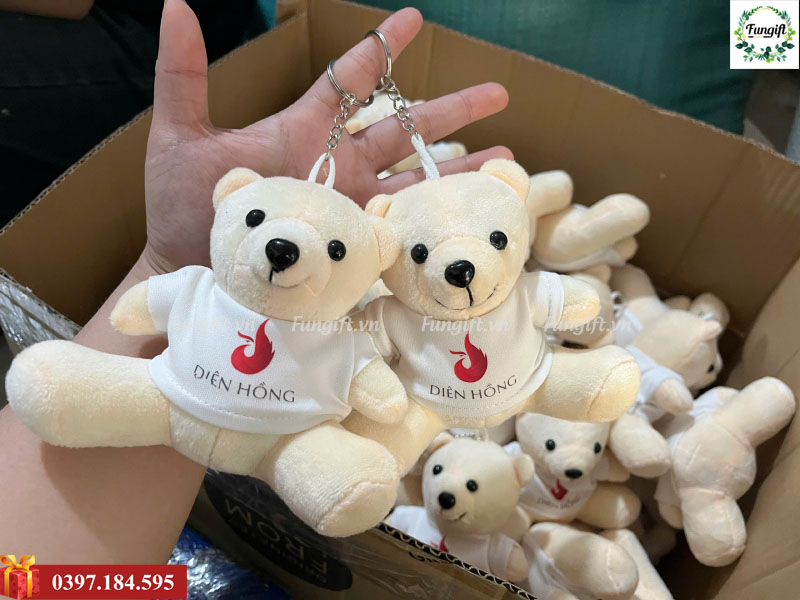 Gấu bông kèm móc khoá in logo