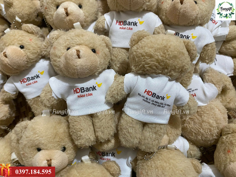 Gấu bông móc khoá nhỏ in logo