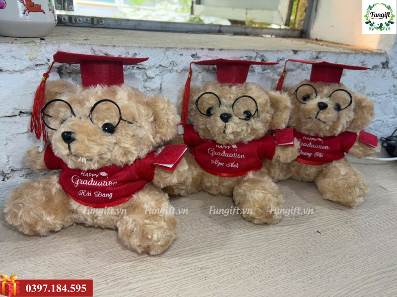 Gấu bông tốt nghiệp in logo Hà Nội