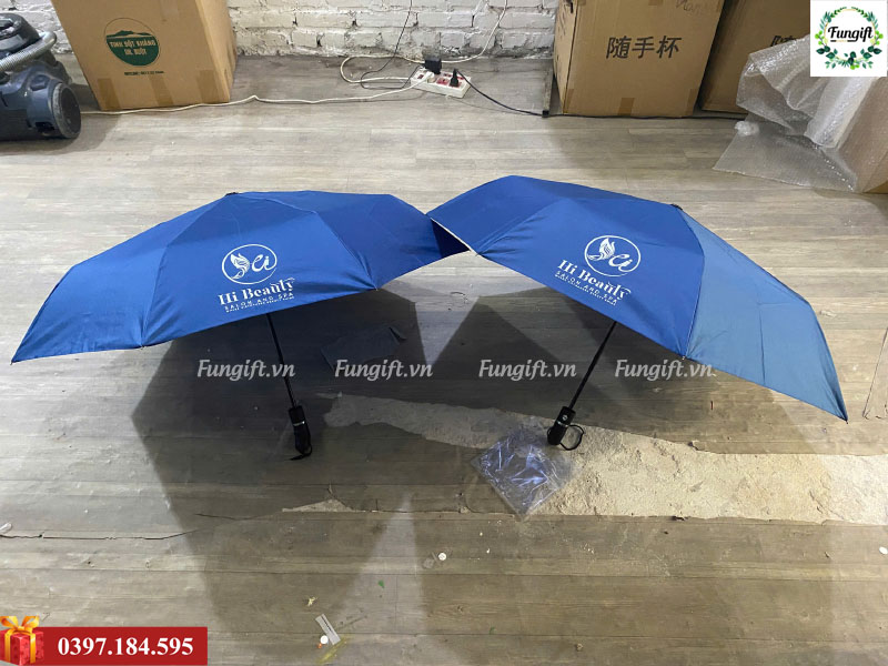 Ô dù cầm tay gấp 3 tự động 2 chiều in logo
