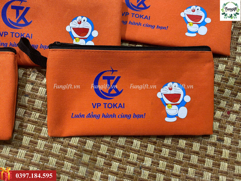 Túi bút vải canvas in logo quảng cáo theo yêu cầu