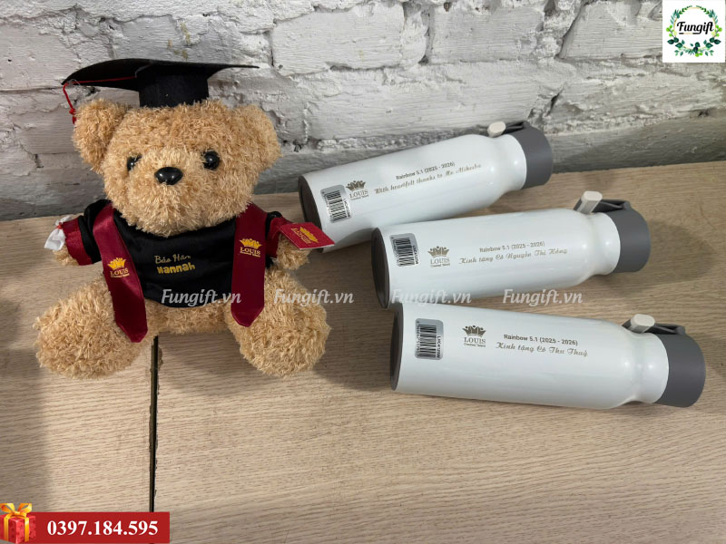 Combo quà tặng gấu bình in tên