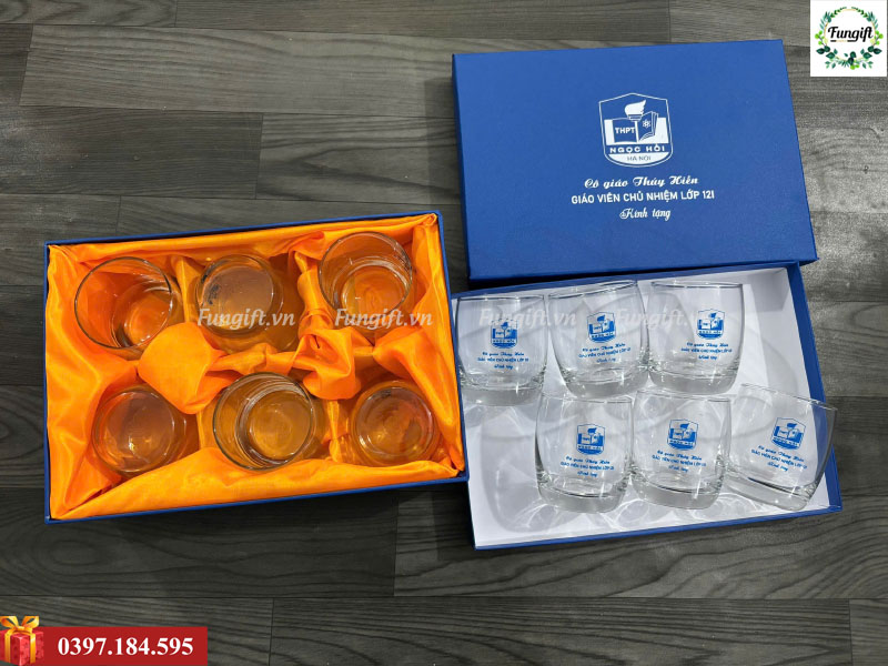 Bộ 6 cốc thủy tinh in theo yêu cầu