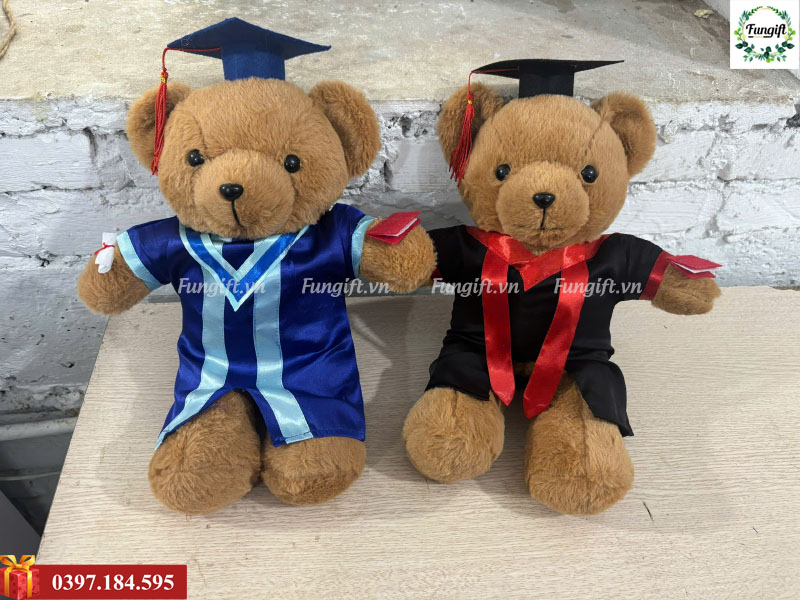 Gấu bông vải nâu in logo giá rẻ